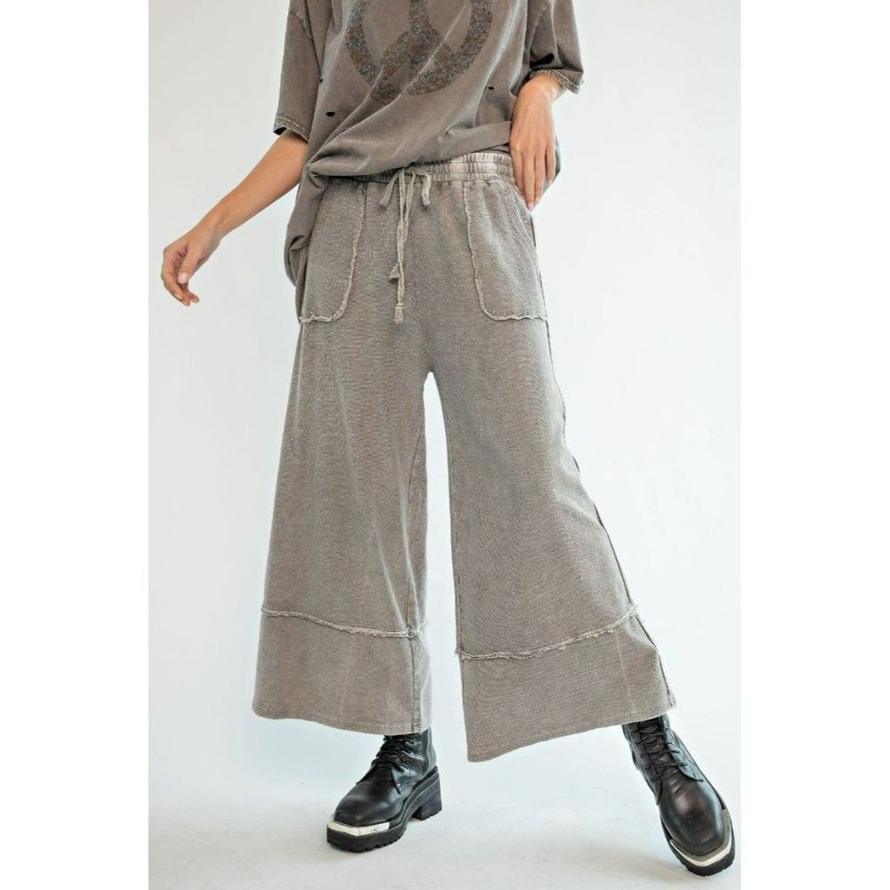 Easel Let's Chill Comfy Wide Leg Pants in Ash EB40797
